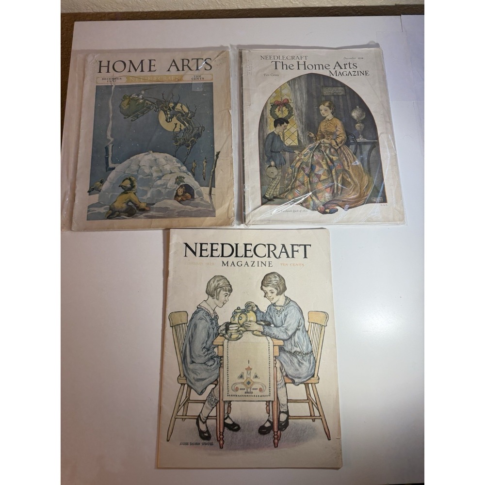 Antique 1928 / 1934 NEEDLECRAFT And HOME ARTS Magazine  - Lot‎ of 3